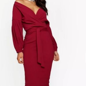 Boohoo off the shoulder dress
